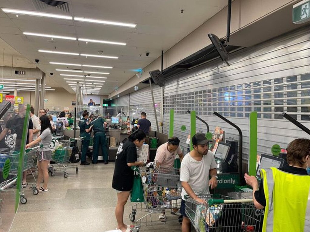 The night-time lockdown comes after a Woolies locked down as a young boy reportedly tried to enter with a machete. Picture: Facebook