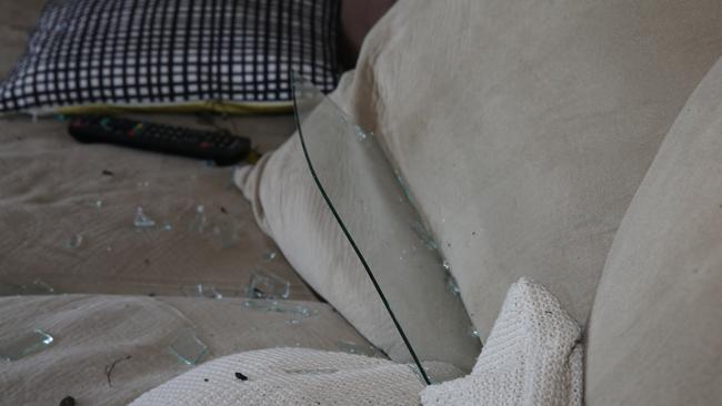 Glass from a shattered window. Picture: Peter Ristevski