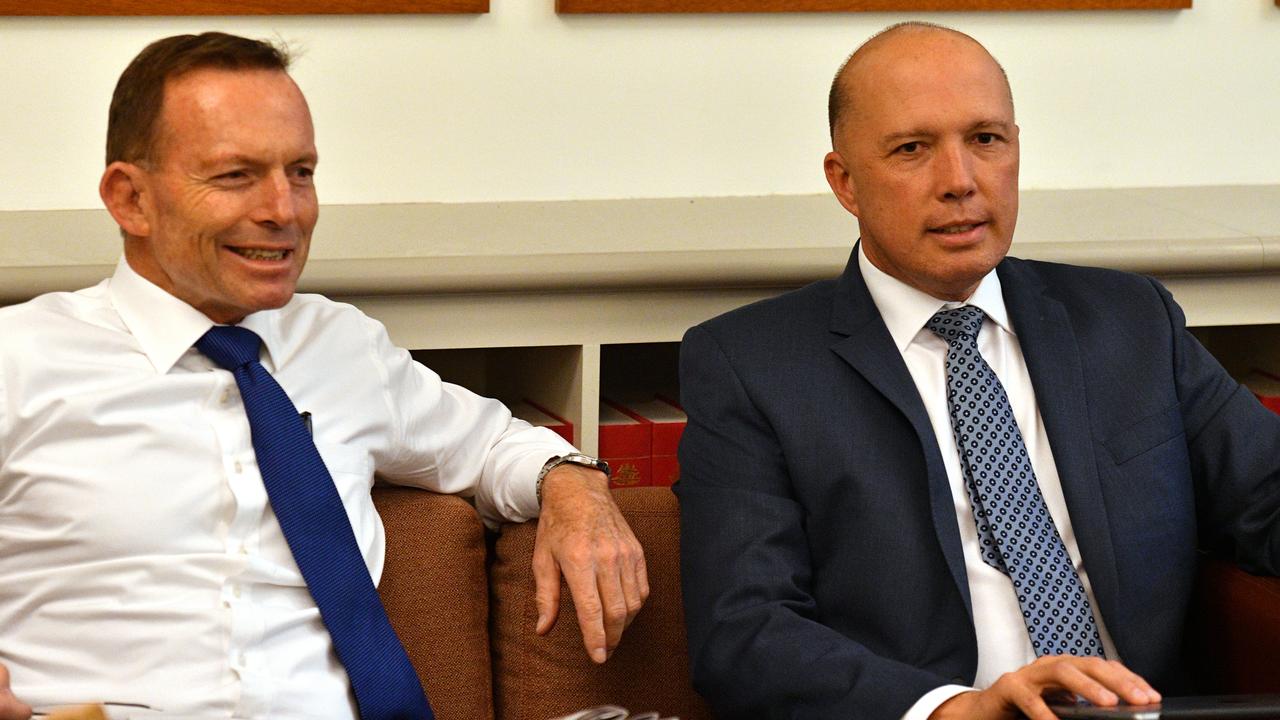 Former prime minister Tony Abbott (left) backed Peter Dutton to be the next PM. Picture: Mick Tsikas/AAP