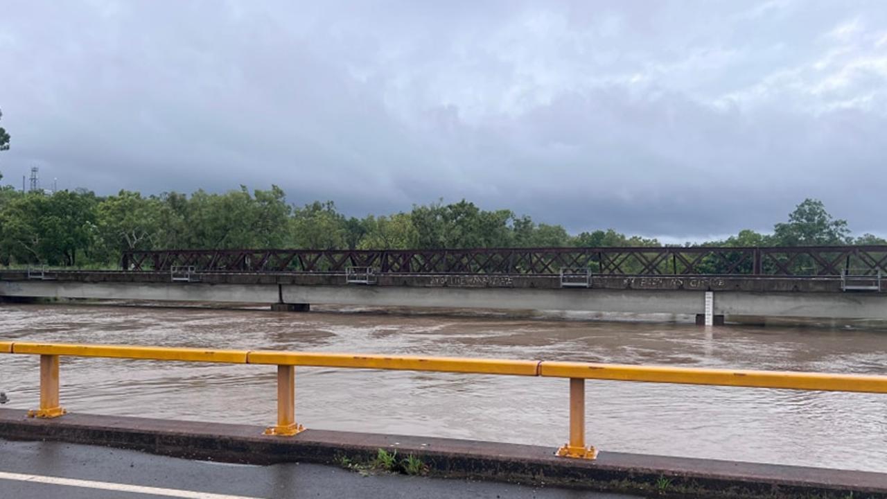 The river peaked on Tuesday morning. Picture: Palmerston weather/Facebook