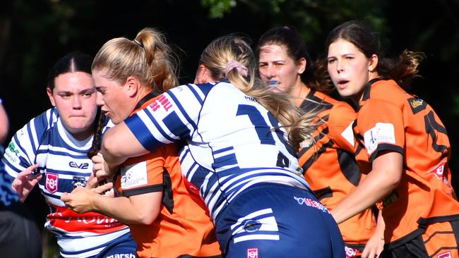 The Herbert River Crushers Women’s team drew 20-20 with Townsville Brothers in a hard-fought contest in Ingham on Saturday. Picture: Cameron Bates