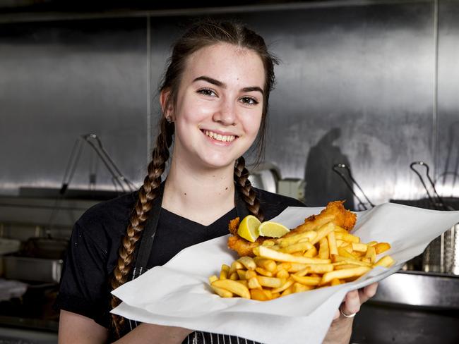 Cassidy McKenzie from Crisp Fish and Chips at Mudgeeraba for the Best of the Gold Coast: Western Food Tour. Picture: Jerad Williams