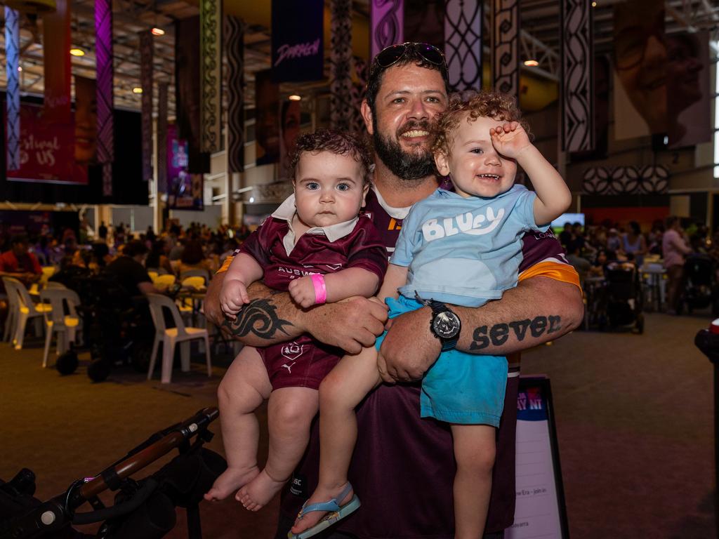 Sawyer Prince, Torin Prince and Damian Prince at the Festival of Us, held at the Marrara Indoor Stadium on Australia Day, January 26, 2025. Picture: Pema Tamang Pakhrin