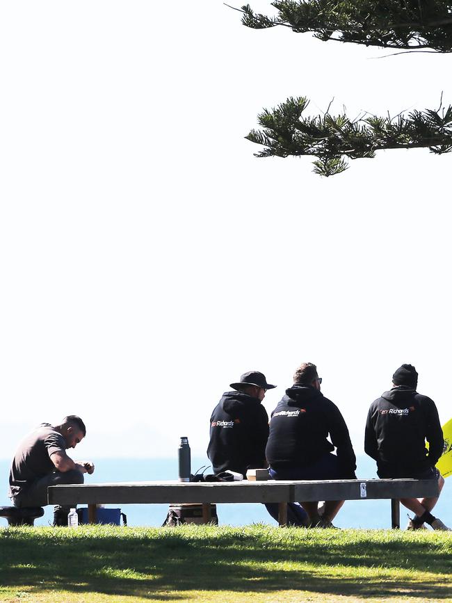 Surfers gather at Merewether Beach on Friday. Picture: NCA NewsWire / Peter Lorimer.