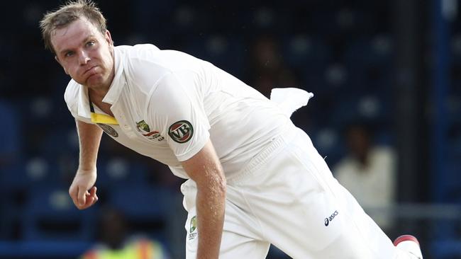 Michael Beer bowling against the West Indies in 2012.