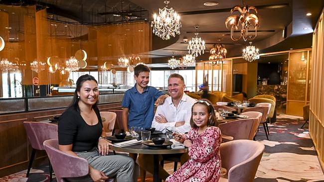 Emily and Cameron Jones with children Ivy and Harley at Chu by China Doll in Rooty Hill. Picture: Darren Leigh Roberts