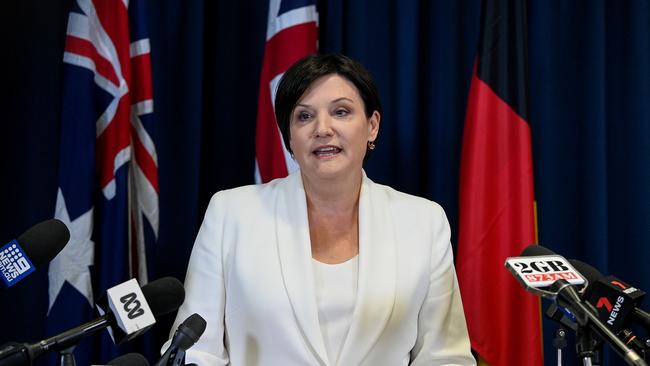 Jodi McKay speaks to the media after being replaced as NSW Labor leader by Chris Minns in May. Picture: AAP Image/Bianca De Marchi