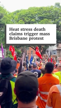 Heat stress death claims spark Brisbane CBD protest