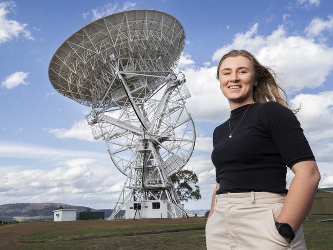 UTAS PhD candidate Georgia Stewart is researching and creating computer simulations of the jet propulsions of supermassive black holes at the centre of galaxies across the universe. Picture: Chris Kidd