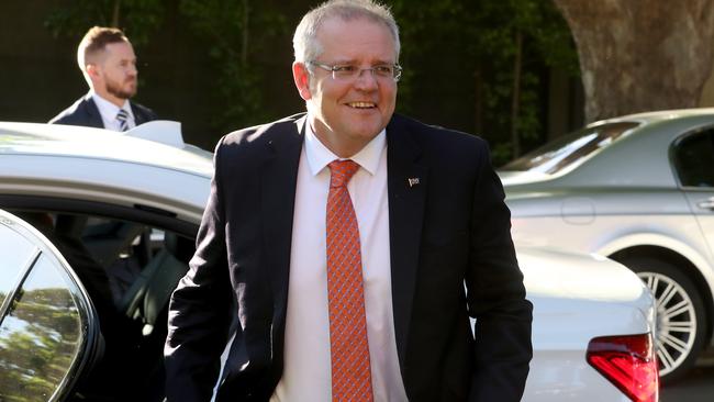 Scott Morrison arrives in Toorak last night. Picture: David Geraghty