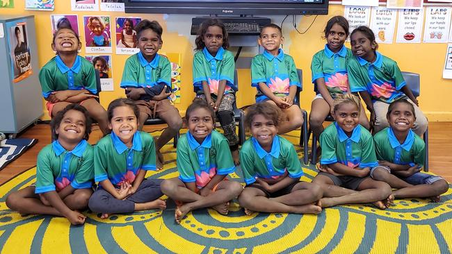 MINYERRI SCHOOL. BACK ROW (L-R): Renazmay Timothy, Trisitano Attenborough, Jayceon Wunungmurra, Vinny Swanson, Verona Bernard, Sherralee Daylight. FRONT ROW (L-R): Kiara Joshua, Aleena Farrell, Tianna Farrell, Jared Billy, Monisha Farrell, Natina Vincent