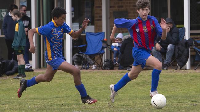 Action between Onkaparinga North and Torrens River on Thursday. Picture: Emma Brasier