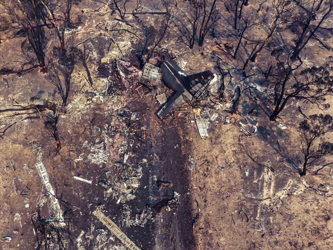 Aerial image of the catastrophic crash scene. Picture: NSW Police/ATSB