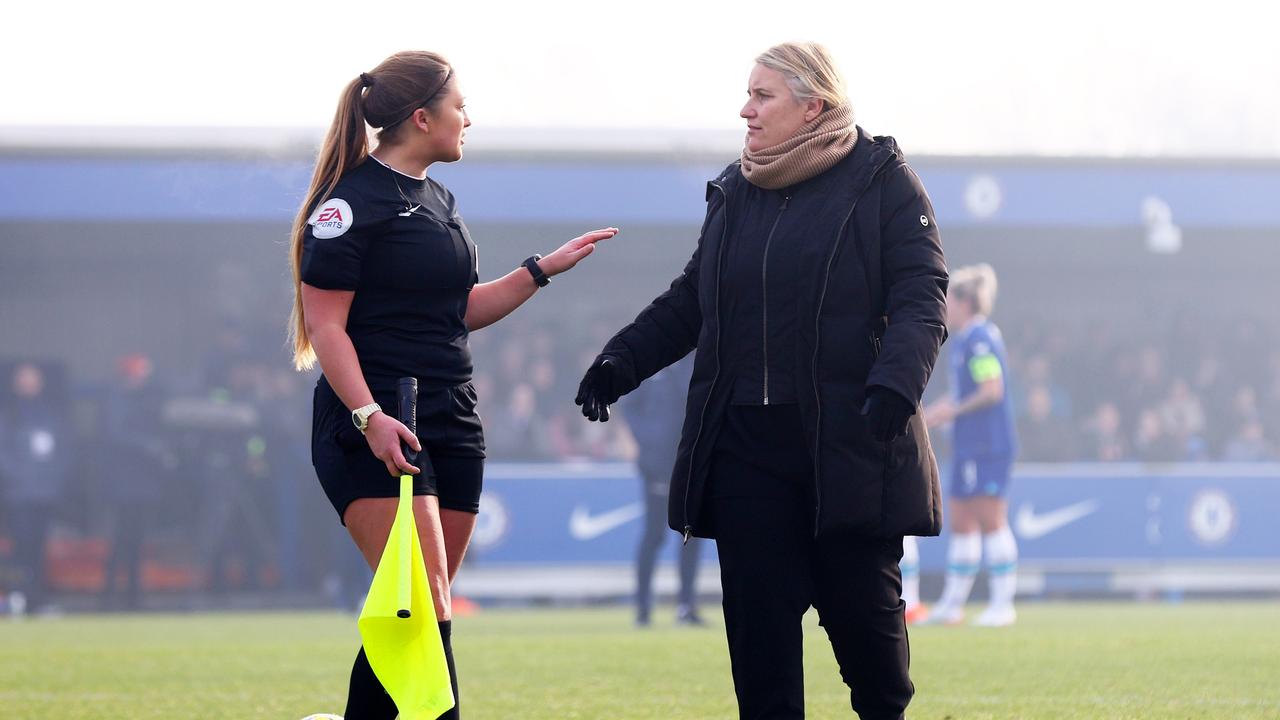 Chelsea boss Emma Hayes was frustrated the game against Chelsea even went ahead. (Photo by Clive Rose/Getty Images)