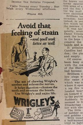 Wrigley’s Gum was popular. Gold Coast Bulletin advertising, 1930,