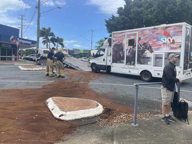 Diesel spill on Carlyle St in Mackay CBD on April 12, 2024. Picture: Estelle Sanchez