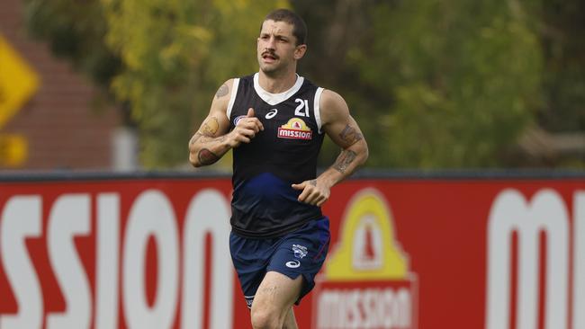 Tom Liberatore of the Bulldogs jogs during a training session at Whitten Oval. (Photo by Darrian Traynor/Getty Images)