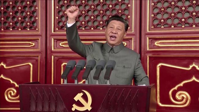 Chinese President Xi Jinping delivers a speech during the celebrations of the 100th anniversary of the founding of the Communist Party of China at Tiananmen Square this year. Picture: Reuters