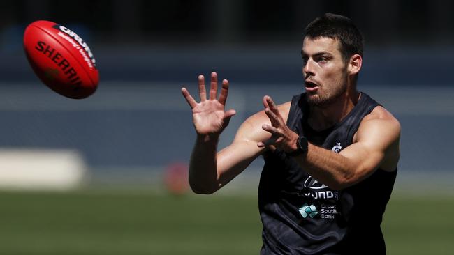 George Hewett in action during Carlton’s first official pre-season training session. Picture: AFL Photos via Getty Images