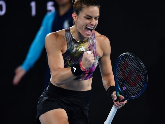 Emotions were running high for Maria Sakkari. Picture: Paul Crock/AFP