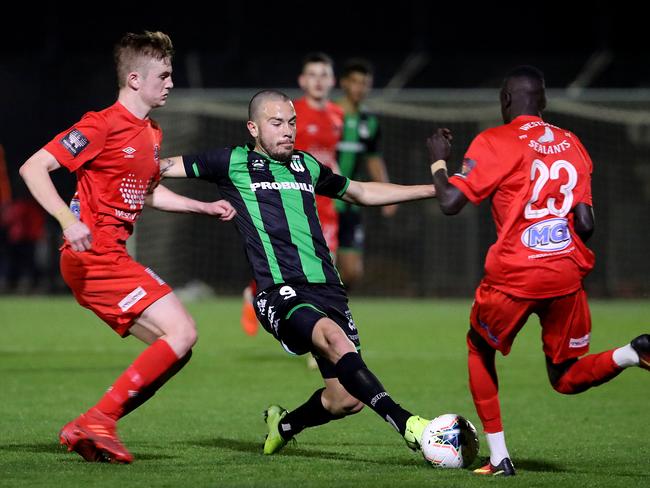 Apostolos Stamatelopoulos came off the bench in his Western United debut on Thursday night. Picture: Getty Images