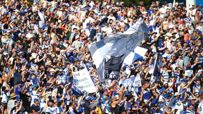 Bulldogs fans at a match earlier this year. Picture: NRL Photos / Brett Costello.