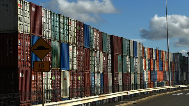 Shipping containers sit along Port Botany. Picture: NCA NewsWire / Jeremy Piper