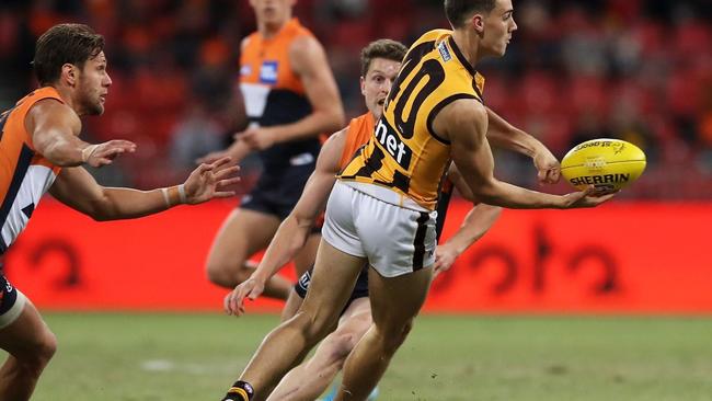 Jones in action against GWS. Picture: AFL Photos