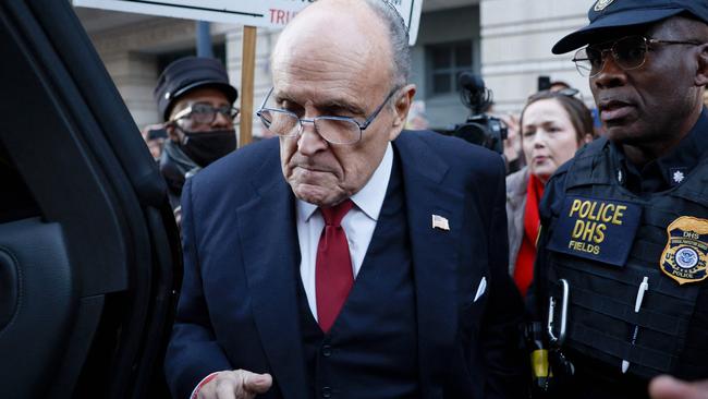 Rudy Giuliani departs from the E. Barrett Prettyman US District Courthouse. Picture: Anna Moneymaker/Getty Images/AFP