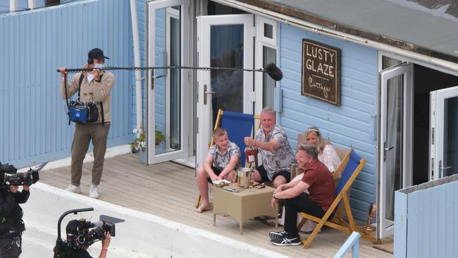 Celebrity chef Gordon Ramsay is seen at Lusty Glaze beach filming his new BBC One TV show. Picture: MelMedia/GC Images