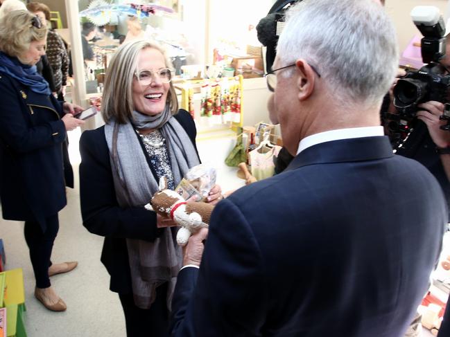 ADELAIDE, AUSTRALIA - JUNE 27: Prime Minister Malcolm Turnbull and Lucy Turnbull shop for a gift for their grandson Jack in a craft shop in Glenelg on June 27, 2016 in Adelaide, Australia. The Prime Minister opened defence contractor Raytheon's new naval and integration headquarters. (Photo by Stefan Postles/Getty Images)