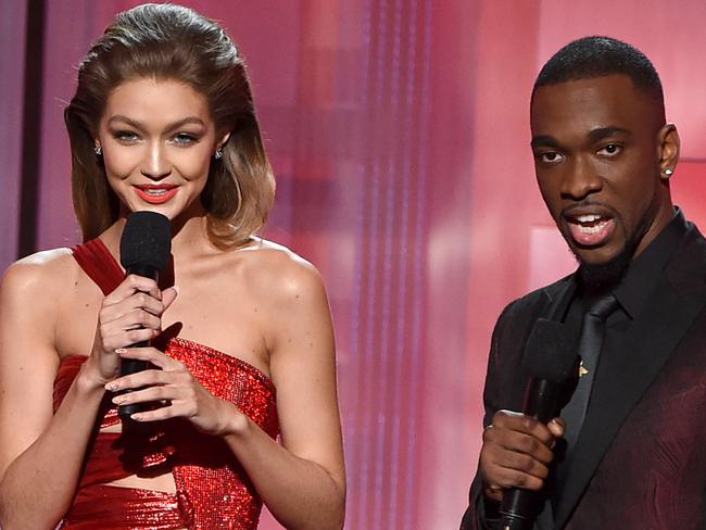 Co-hosts Gigi Hadid and Jay Pharoah. Picture: Getty Images