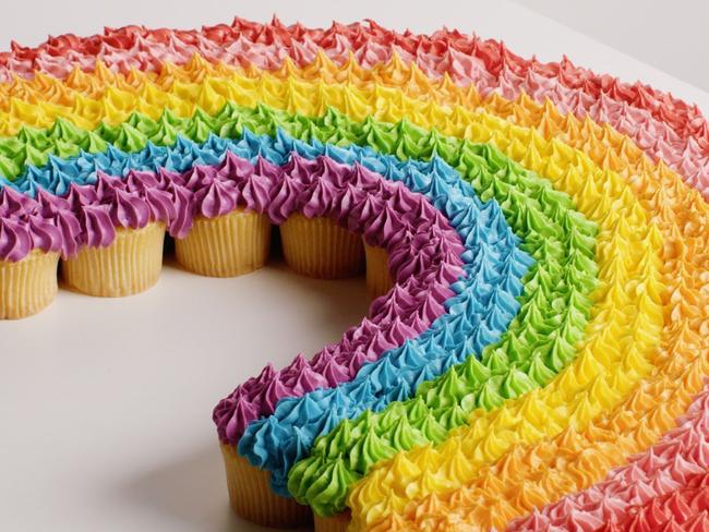 Rainbow pull-apart cupcakes.