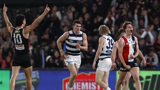 Mattaes Phillipou celebrates his goal at Marvel Stadium last week. Picture: Darrian Traynor/Getty Images