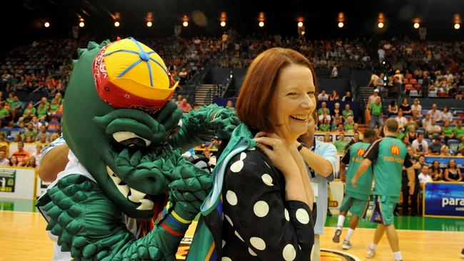 Australia's Prime Minister Julia Gillard was tonight courtside to watch her favourite team, The Melbourne Tigers take on the Townsville Crocodiles at the 