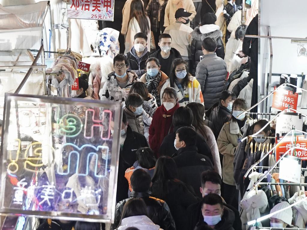 A general view of a night market on December 10 in Wuhan. Picture: Getty Images