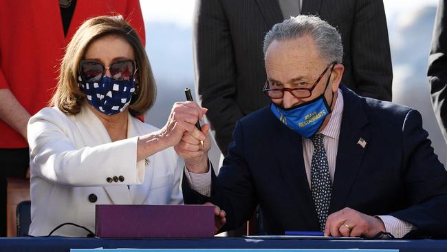 Speaker of the House Nancy Pelosi and Senate Majority Leader Chuck Schumer. Picture: Olivier Douliery/AFP