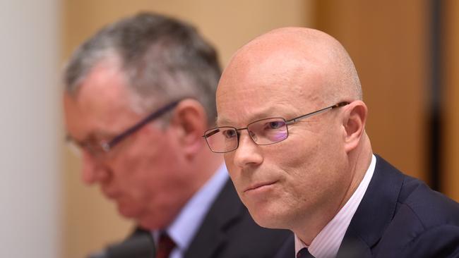 Special adviser on cyber security to the Prime Minister Alastair MacGibbon is giving evidence at a Senate hearing into the Census shutdown. Picture: Lukas Coch.