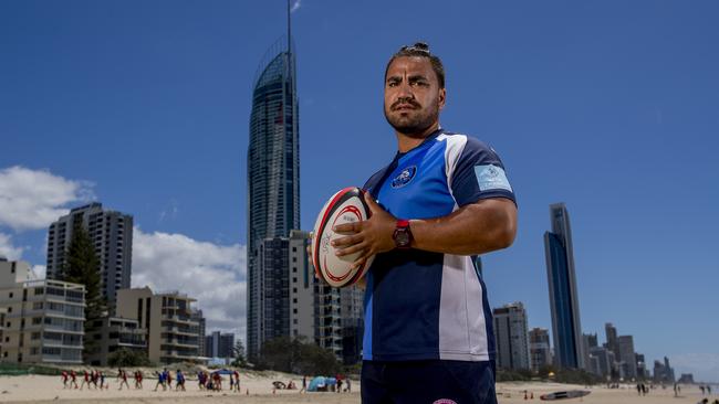 Gold Coast District Rugby Union first grade clubs at Surfers Paradise. Te Ari Mahuri (Helensvale Hogs). Picture: Jerad Williams (GCDRU)