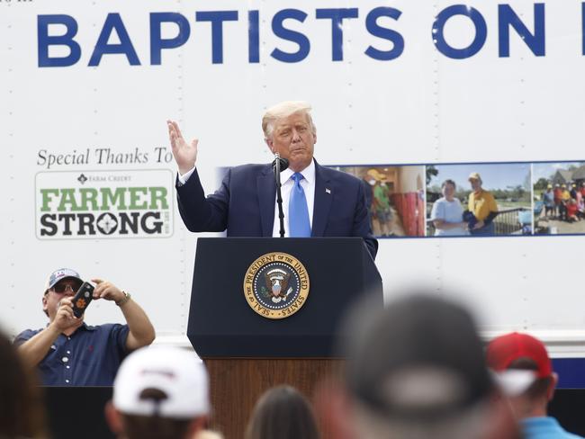 President Donald Trump has pardoned a bank robber in the opening minutes of day two of the Republican National Convention. Picture: AFP