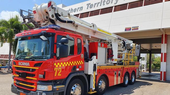 The Bronto Skylift aerial platform was scheduled for maintenance over the past fortnight, despite being the only peice of equipment available for high-rise rescues in Darwin. Picture: Supplied.