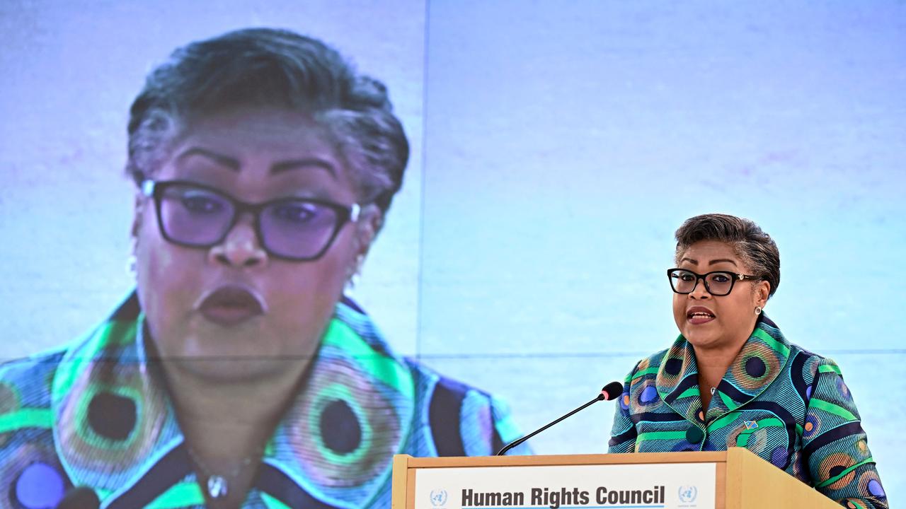 Democratic Republic of Congo (DRC) Prime Minister Judith Suminwa delivers a speech at the opening of the 58th session of the United Nations Human Rights Council in Geneva, on February 24, 2025. Picture: Fabrice COFFRINI / AFP.