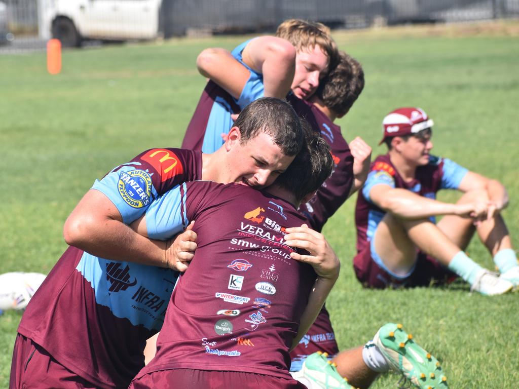 CQ Capras under-17 boys squad at a pre-season training session at The Cathedral College, Rockhampton, on December 7, 2024.