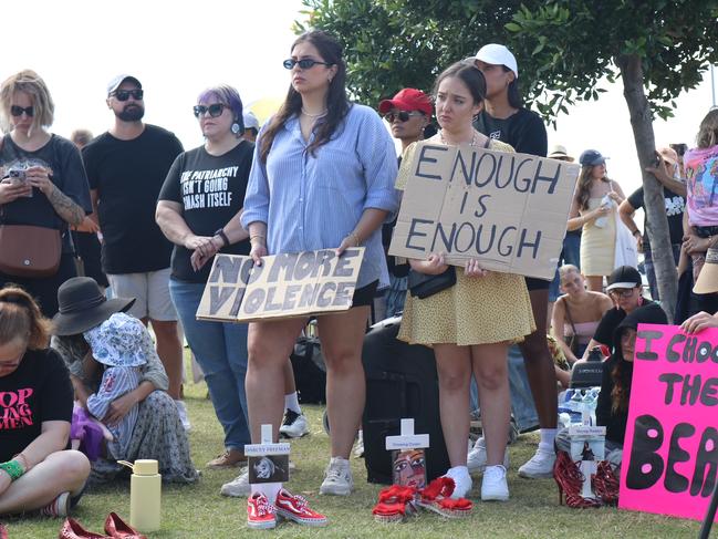 Protesters at the Broadwater Parklands rally. Picture: Supplied / Melanie Arnost.