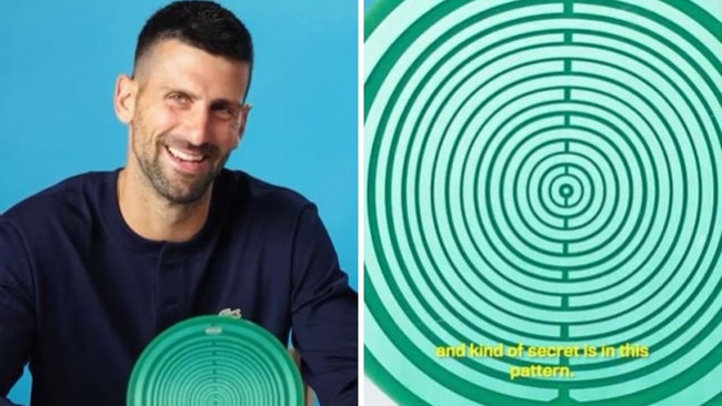 Novak Djokovic spruiking a magnetic disc. Photos: X