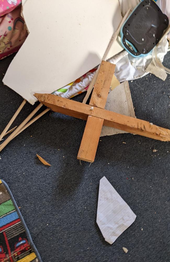 A piece of framework laying wear the Putt’s youngest daughter had been playing just minutes earlier.