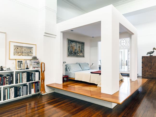 The main bedroom has a platform for the bed.