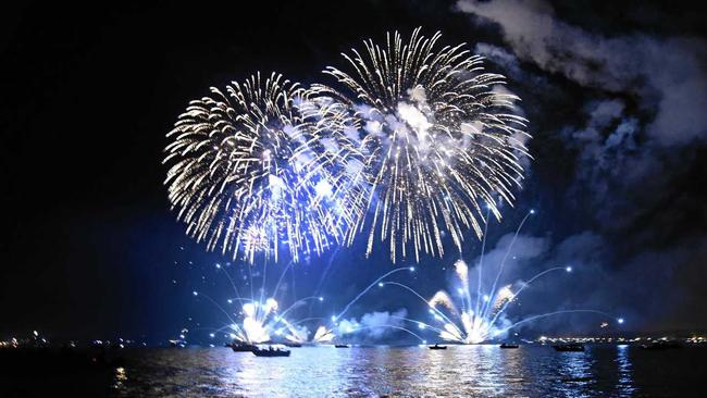 BANG ON: Fireworks are seen over Darwin Harbour, Northern Territory at last year's celebration of Territory Day. It is the only day of the year Territorians can legally detonate crackers. Picture: AAP/Lucy Hughes Jones