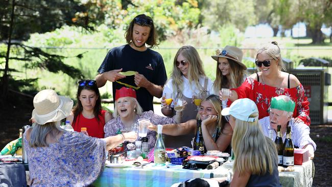 Christmas festivities at last: the extended Turton family celebrates the end of the northern beaches lockdown and an opportunity to catch up again. Picture: Jane Dempster