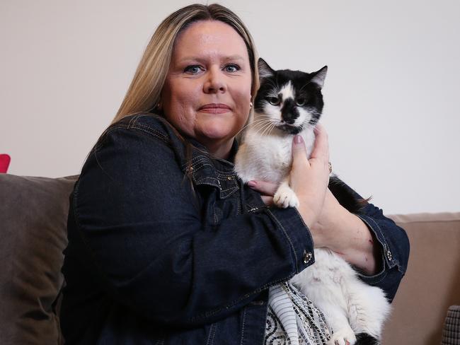 Anita Milford-Chilvers was shocked to discover Meriton wanted to charge her a $2200 “pet licence fee” to keep her two cats with her. Picture: Sam Ruttyn